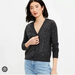 LOFT Charcoal Starry Cardigan
